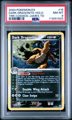 2004 POKEMON EX TEAM ROCKET RETURNS #15 DARK DRAGONITE HOLO PSA 8 - Image 1