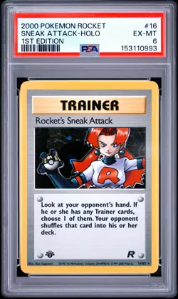 2000 POKEMON ROCKET 1ST EDITION #16 ROCKET'S SNEAK ATTACK-HOLO PSA 6 - Image 1
