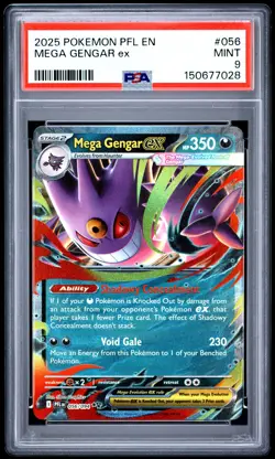 2025 POKEMON PFL EN-PHANTASMAL FLAMES #056 MEGA GENGAR EX PSA 9 - Image 1