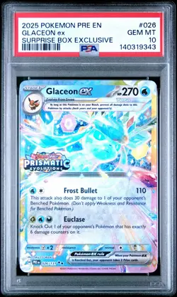 2025 POKEMON PRE EN-PRISMATIC EVOLUTIONS #026 GLACEON EX PSA 10 - Image 1