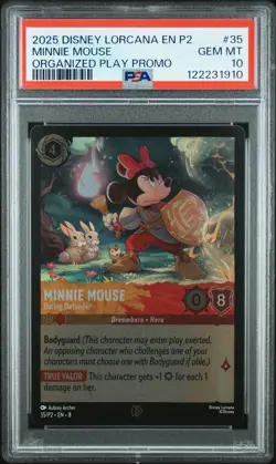Disney Lorcana Minnie Mouse Daring Defender 35/P2 Reign Of Jafar Promo - PSA 10 - Image 1
