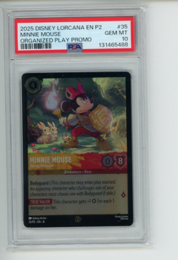 2024 Disney Lorcana Minnie Mouse Daring Defender 35/P2 Promo PSA 10 (488) - Image 1