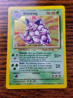 Nidoking 11/102 Holo Rare, Base Set Edition Pokemon Card 1999 WOTC MP*** - Image 1