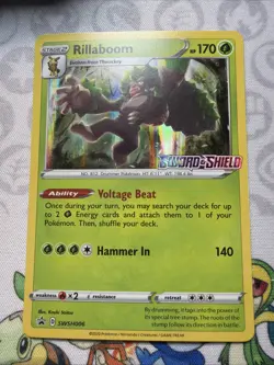 Pokemon Card Rillaboom SWSH006 Sword & Shield Base Prerelease Stamped Promo - Image 1