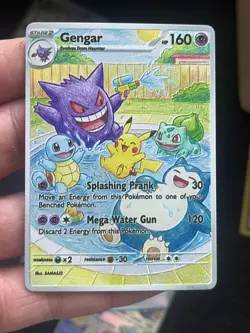Gengar ft Snorlax Pikachu Bulbasaur Holo Fan Art Heroes Custom Card /151 - Image 1