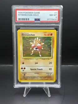 1999 Pokemon Base Set Unlimited HITMONCHAN Holo PSA 8 (3956) 7/102 - Image 1