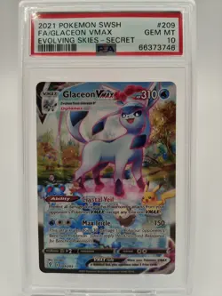 2021 POKEMON SWORD & SHIELD EVOLVING SKIES #209 GLACEON VMAX SECRET PSA 10 - Image 1