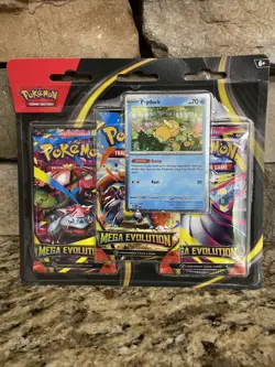 2025 Pokemon TCG Mega Evolution Psyduck Promo (3) Three Booster Pack Blister 🔥 - Image 1