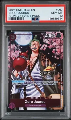 2025 ONE PIECE OP05 #067 CHAMPIONSHIP CS 25-26 EVENT PACK ZORO JUUROU PSA 10 - Image 1