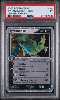 Pokemon Tyranitar EX 2005 Unseen Forces Holo Card 111/115 PSA 1 LOW POP! - Image 1
