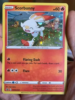 POKEMON SCORBUNNY SWSH244 COSMOS HOLOFOIL PROMO BLACK STAR NM CARD - Image 1