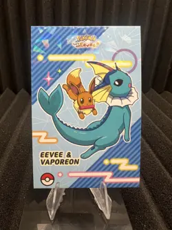 Eevee & Vaporeon - Cracked Ice Holo - Let's Go Eevee Database - Pokemon Card NM - Image 1