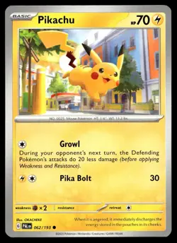 Pikachu 62/193 Pokemon Card Paldea Evolved Common 70 HP Near Mint LA - Image 1