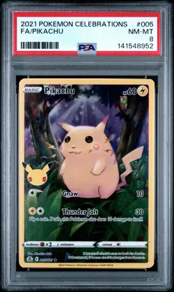 2021 POKEMON CELEBRATIONS #005 FULL ART/PIKACHU PSA 8 - Image 1