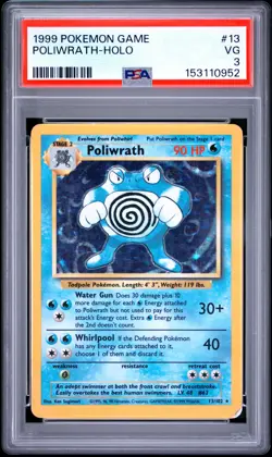 1999 POKEMON GAME #13 POLIWRATH-HOLO PSA 3 - Image 1
