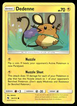 2018 Pokemon Dedenne Common Lost Thunder 84/214 NM - Image 1