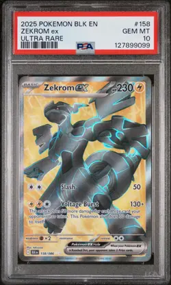 2025 POKEMON BLK EN-BLACK BOLT ULTRA RARE #158 ZEKROM EX PSA 10 - Image 1