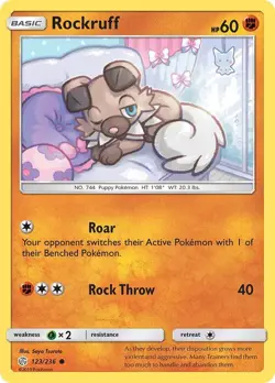 Rockruff 123/236 Common Pokemon SM - Cosmic Eclipse NM - Image 1