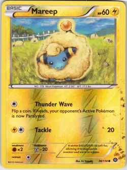 Mareep – Pokemon TCG XY Steam Siege 38/114 Reverse Holo Damaged - Image 1
