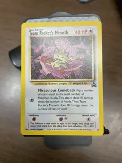 Pokemon TCG Team Rockets Meowth #52 Black Star Promo 2000 Wizards Unplayed - Image 1