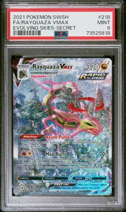 PSA 9 Rayquaza Vmax 218/203 - 🌊 Secret Evolving Skies Pokemon TCG 🖤 - MINT - Image 1