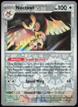 Stellar Crown Noctowl 115/142 Rare Pokemon Reverse Holo NM/M - Image 1