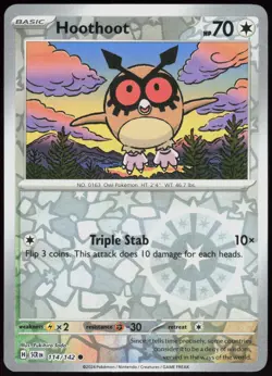 Stellar Crown Hoothoot 114/142 Common Pokemon Reverse Holo NM/M - Image 1