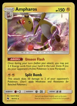 Ampharos 78/214 Holo Rare Lost Thunder Pokemon Holo Lightly Played - Image 1