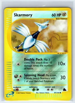 Skarmory 97/144 Common Skyridge Pokemon Reverse Holo Moderately Played - Image 1