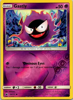 Gastly 36/111 Common Crimson Invasion Pokemon Reverse Holo NM - Image 1