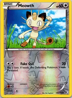 Meowth 106/149 Common Boundaries Crossed Pokemon Reverse Holo NM - Image 1