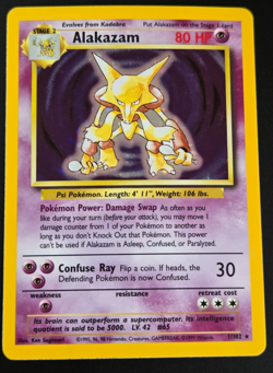 Vintage Pokemon Alakazam holo 1/102 Base Set LP /NM - Image 1