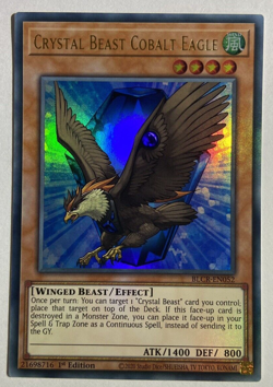 YuGiOh Crystal Beast Cobalt Eagle BLCR-EN052 Ultra Rare 1st Edition - Image 1