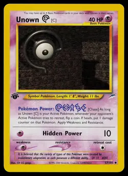 Pokemon Card - Unown [C] Neo Destiny 57/105 Uncommon 1st Edition - Image 1