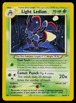 Pokemon Card - Light Ledian Neo Destiny 24/105 Rare - Image 1