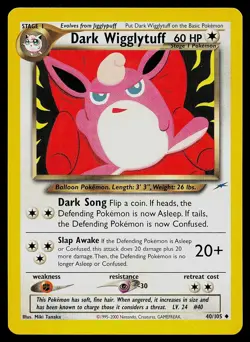 Pokemon Card - Dark Wigglytuff Neo Destiny 40/105 Uncommon - Image 1