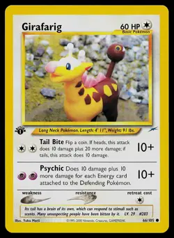 Pokemon Card - Girafarig Neo Destiny 66/105 1st Edition Common - Image 1