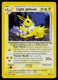 Pokemon Card - Light Jolteon Neo Destiny 48/105 Uncommon - Image 1