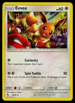 Pokemon Card Eevee 48/68 Hidden Fates Holo Rare - Image 1