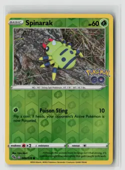 Ditto Spinarak Peelable Unpeeled #006/078 Pokemon Go Reverse Holo Pokemon TCG LP - Image 1