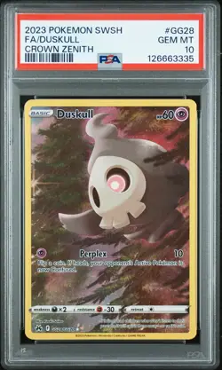 2023 POKEMON SWORD & SHIELD CROWN ZENITH #GG28 FULL ART/DUSKULL PSA 10 - Image 1