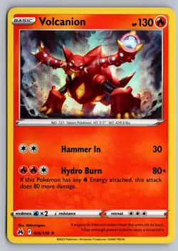 Volcanion 026/159 HOLO Rare Crown Zenith Pokemon Near Mint - Image 1