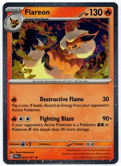 Pokemon - Prismatic Evolutions Cosmos Holo Flareon 013/131 NM SWIRL - Image 1