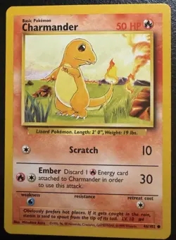 Wizards of the Coast Charmander 46/102 Base Set Common Unlimited 50 HP 1999 - Image 1