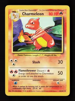 Charmeleon 24/102 Uncommon Base Set Unlimited Pokemon Moderately Played - Image 1