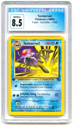 CGC 8.5 NM/MINT+ Tentacruel Fossil 1st Edition 1999 Pokemon WOTC 44/62 -58 - Image 1