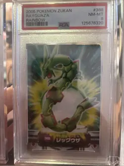 2005 Pokemon Carddass Advanced Generation Zukan Rayquaza #388 Rainbow PSA 8 NM-M - Image 1