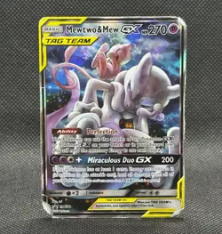 PSA 1 Conten 👀Pokemon TCG Mewtwo & Mew GX TAG TEAM Promo SM191 Full Art Holo - Image 1