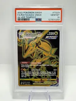 2022 POKEMON SWORD & SHIELD SILVER TEMPEST #TG29 FULL ART/RAYQUAZA VMAX PSA 10 - Image 1