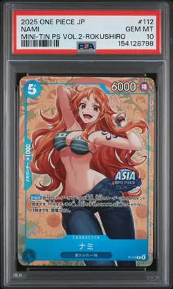 Nami PSA10 2025 One Piece Japanese Mini-Tin Pack Set Vol.2-Rokushiro #112 - Image 1